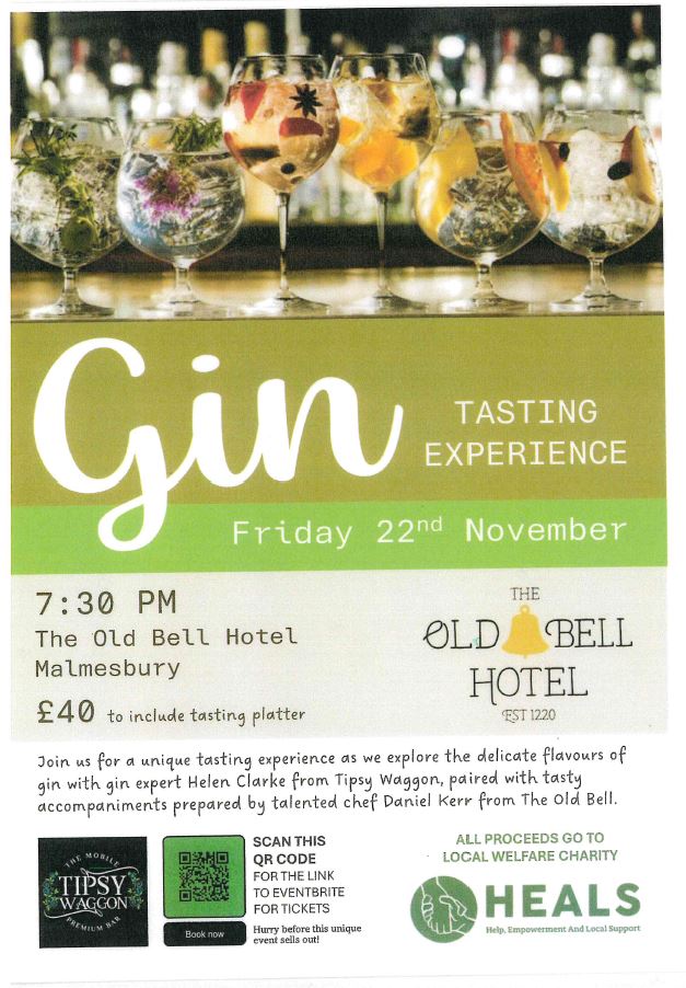 HEALS of Malmesbury Gin Tasting Fundraising Evening